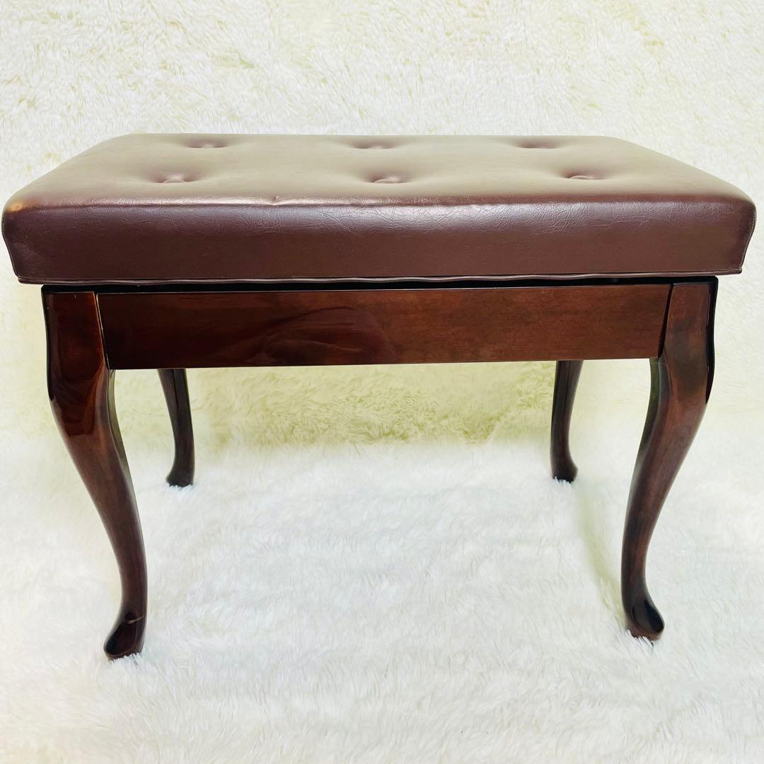 美品　猫足　ピアノ椅子　艶あり　ウォルナット　高さ調整機能付き　高級　自在椅子