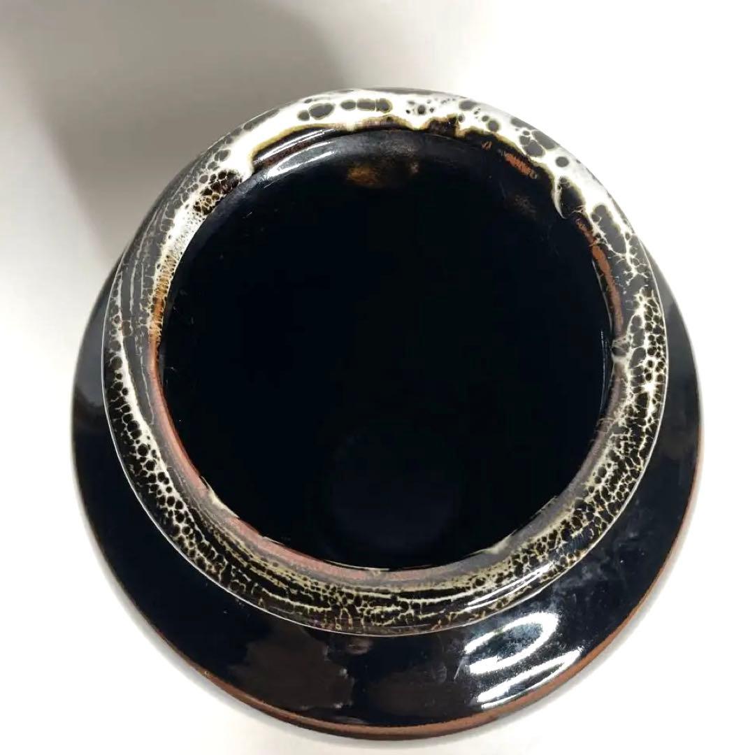 『迪斎』　瑞元窯 迪斎造 花瓶　黒