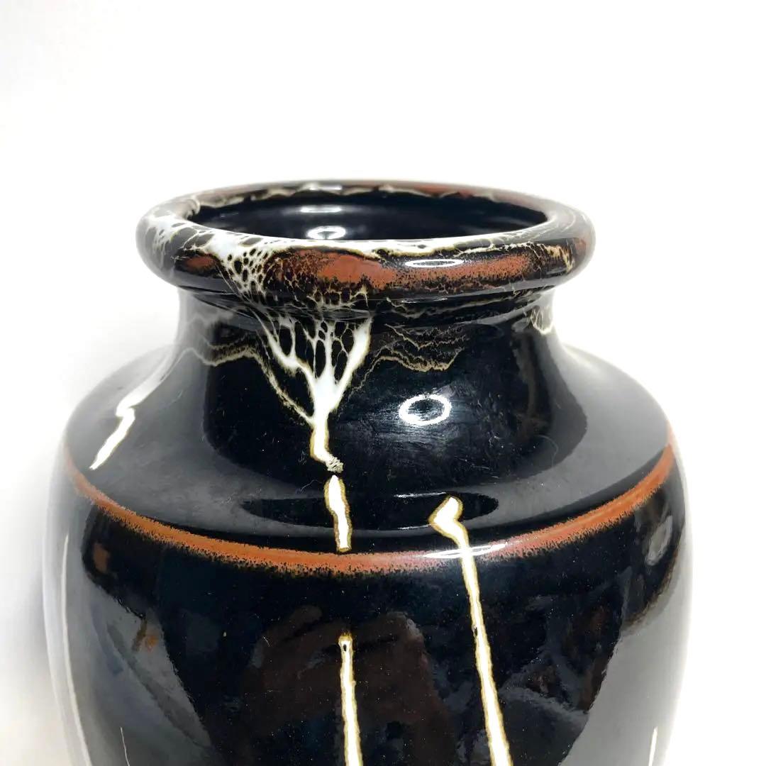 『迪斎』　瑞元窯 迪斎造 花瓶　黒