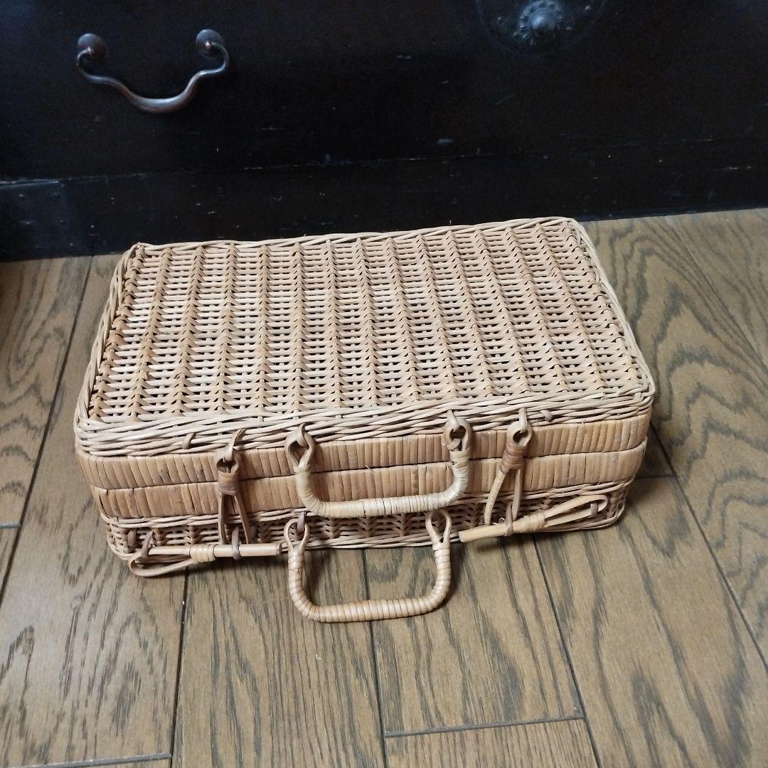 籐　ラタン　トランクバスケット　大小　2個セット