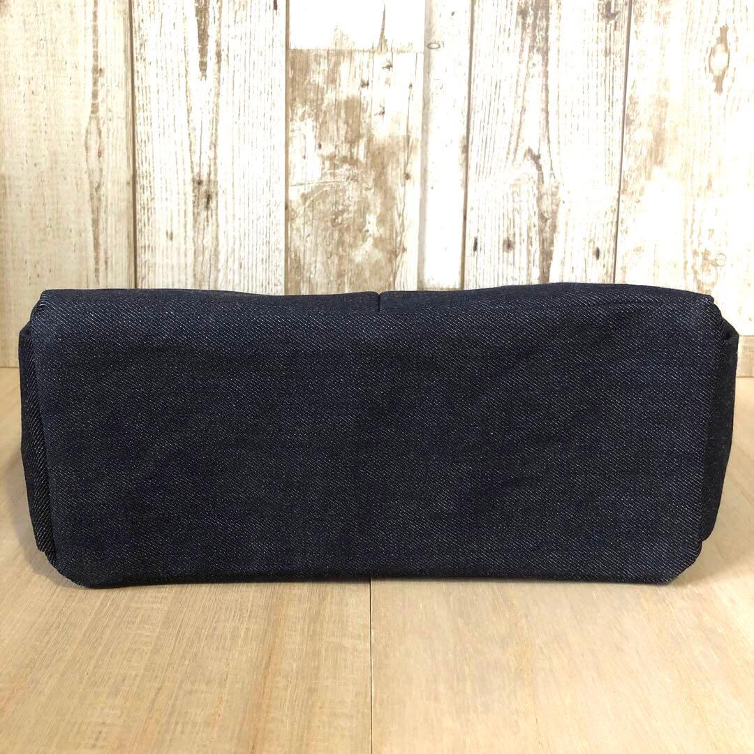 ユキノ助　トートバッグ　ハンドメイド　ネイビー　シルバーW