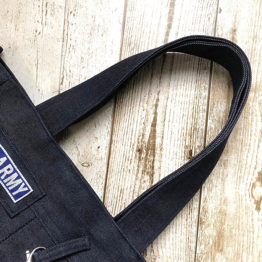 ユキノ助　トートバッグ　ハンドメイド　ネイビー　シルバーW