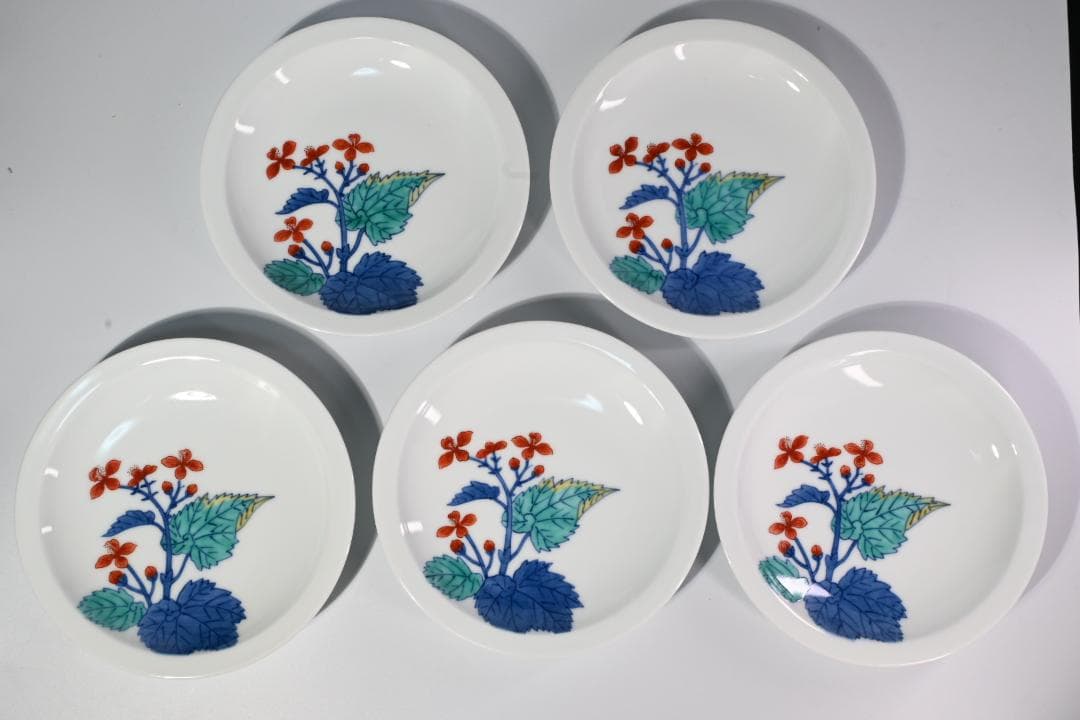 【美品】人間国宝 十三代 今泉今右衛門 皿セット 皿 五客 有田焼 食器 共箱
