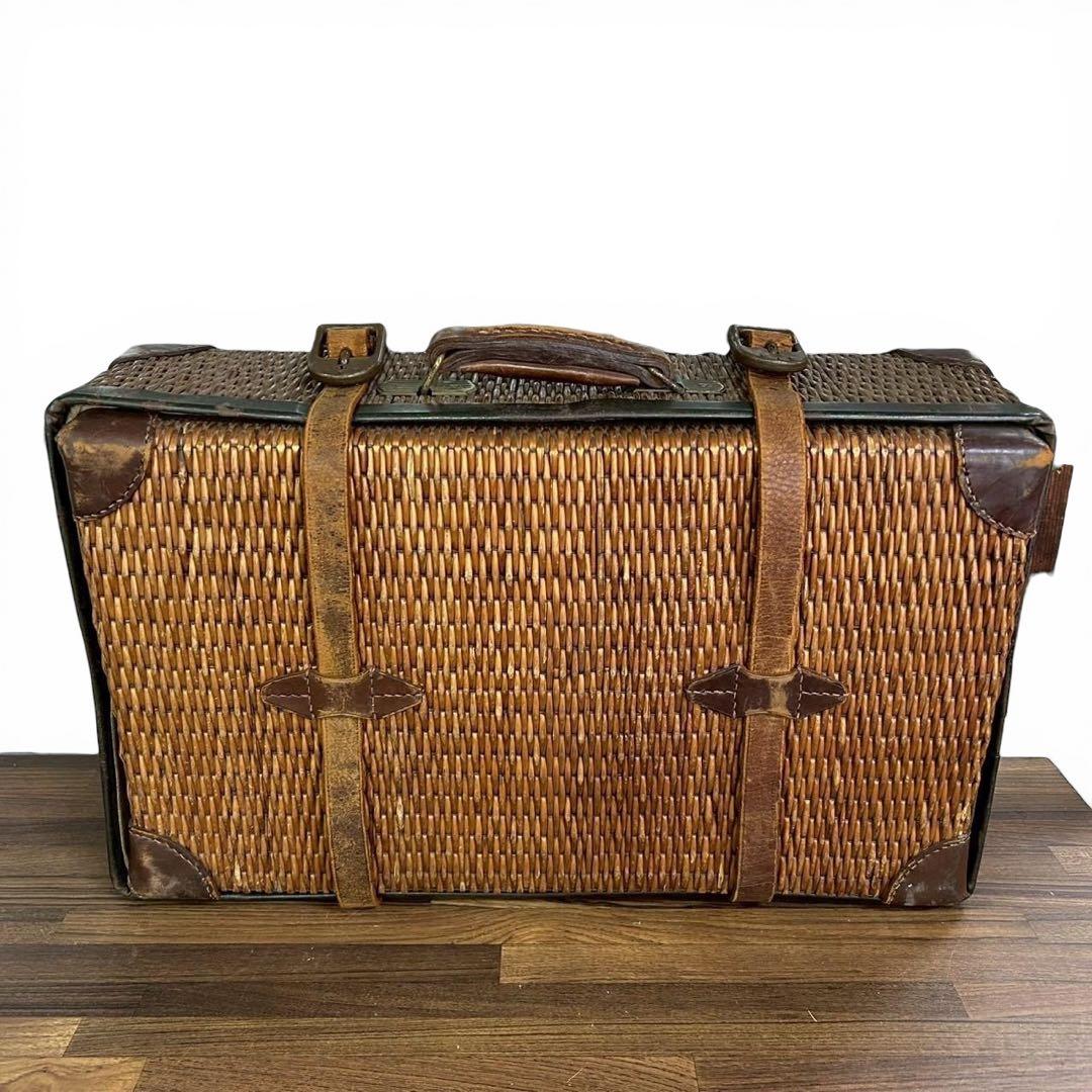 籐編み トランクケース 柳行李 旅行かばんに アンティーク ヴィンテージ