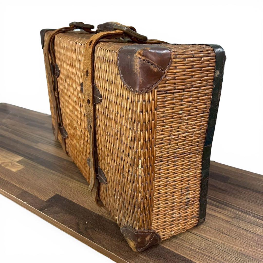 籐編み トランクケース 柳行李 旅行かばんに アンティーク ヴィンテージ