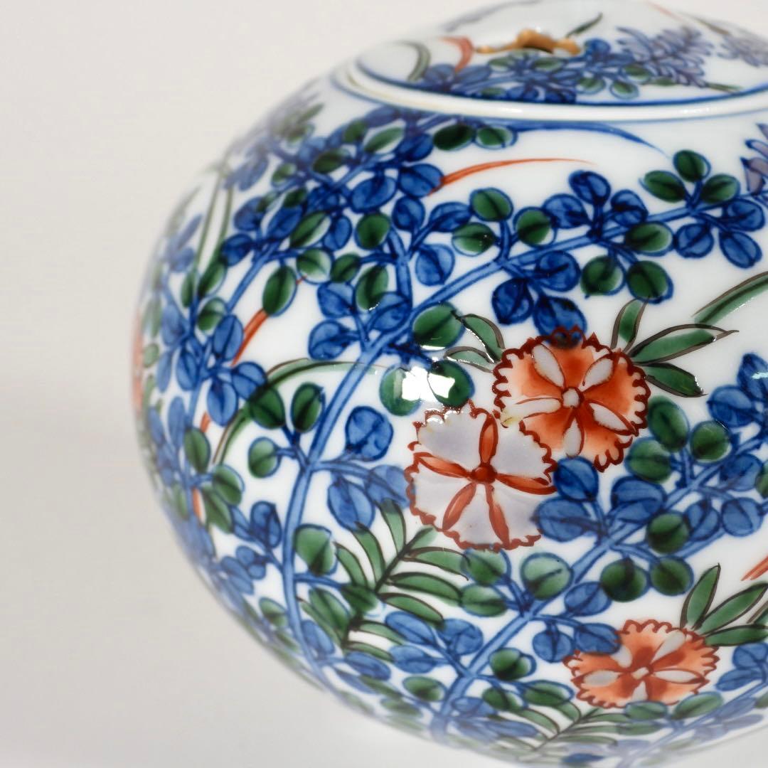 村上玄輝　香炉 蓋付き 花絵紋 香道具 茶道具 ￼