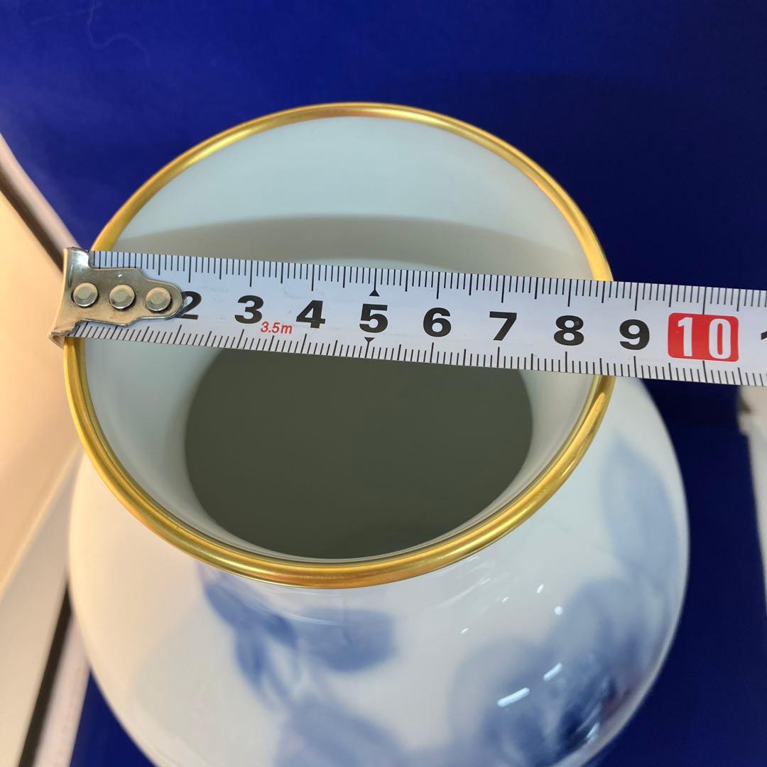 L-615【美品】未使用　大倉陶園 ブルーローズ 花瓶 花器