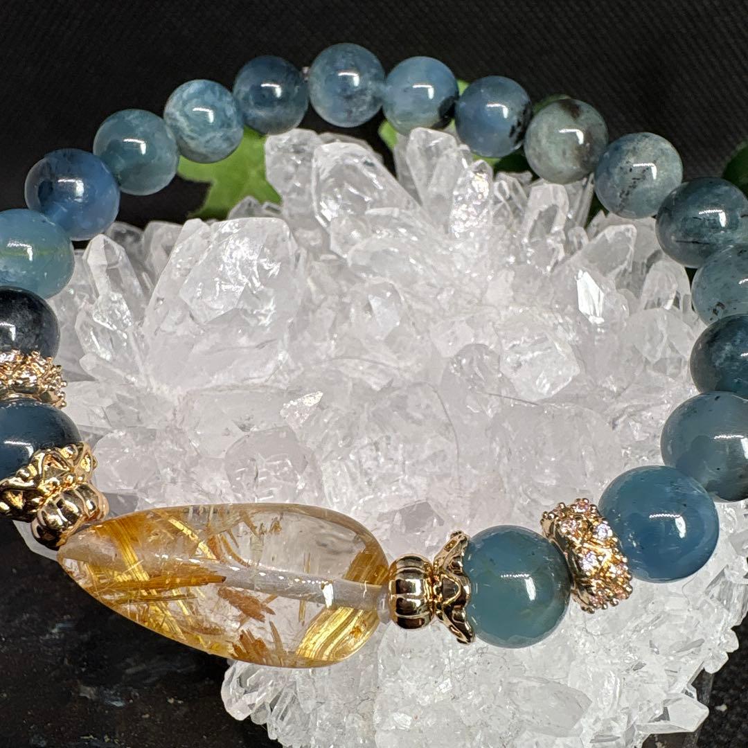 ＊みだきゆ様3/31＊ルチルクォーツ　ドロップ型　ブラックアクアマリン