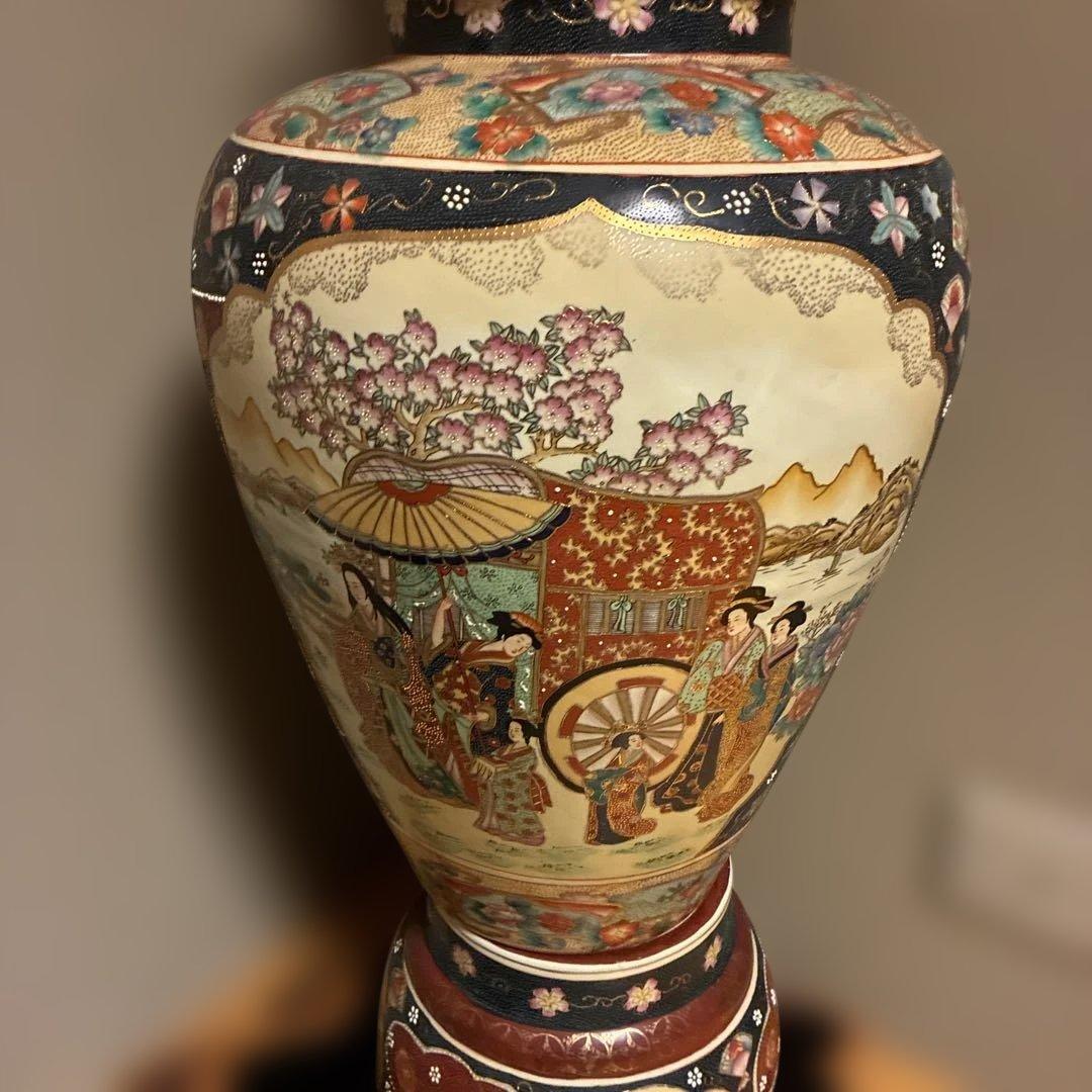 薩摩焼装飾大型陶器壺