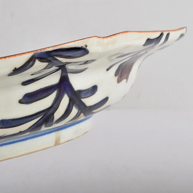 九谷焼　三代三ツ井為吉作　古九谷写　色絵山水文　八角飾皿　共箱　V　R9119B