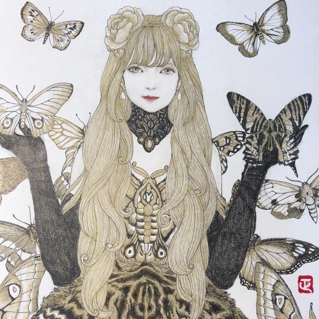 絵画 Moth Girl #001-3