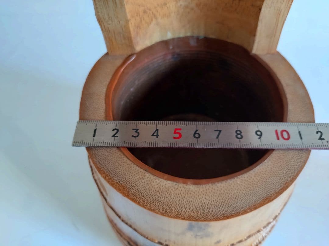 6 竹　亀　一重切　花器　花入　華道　茶道　竹製　根付き