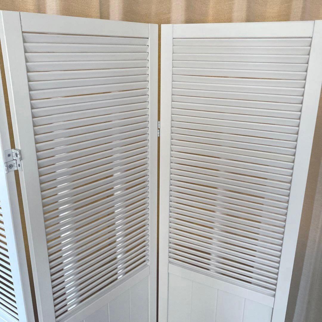 天然木　北欧風　木製パーテーション 3連 160cm白　送料込