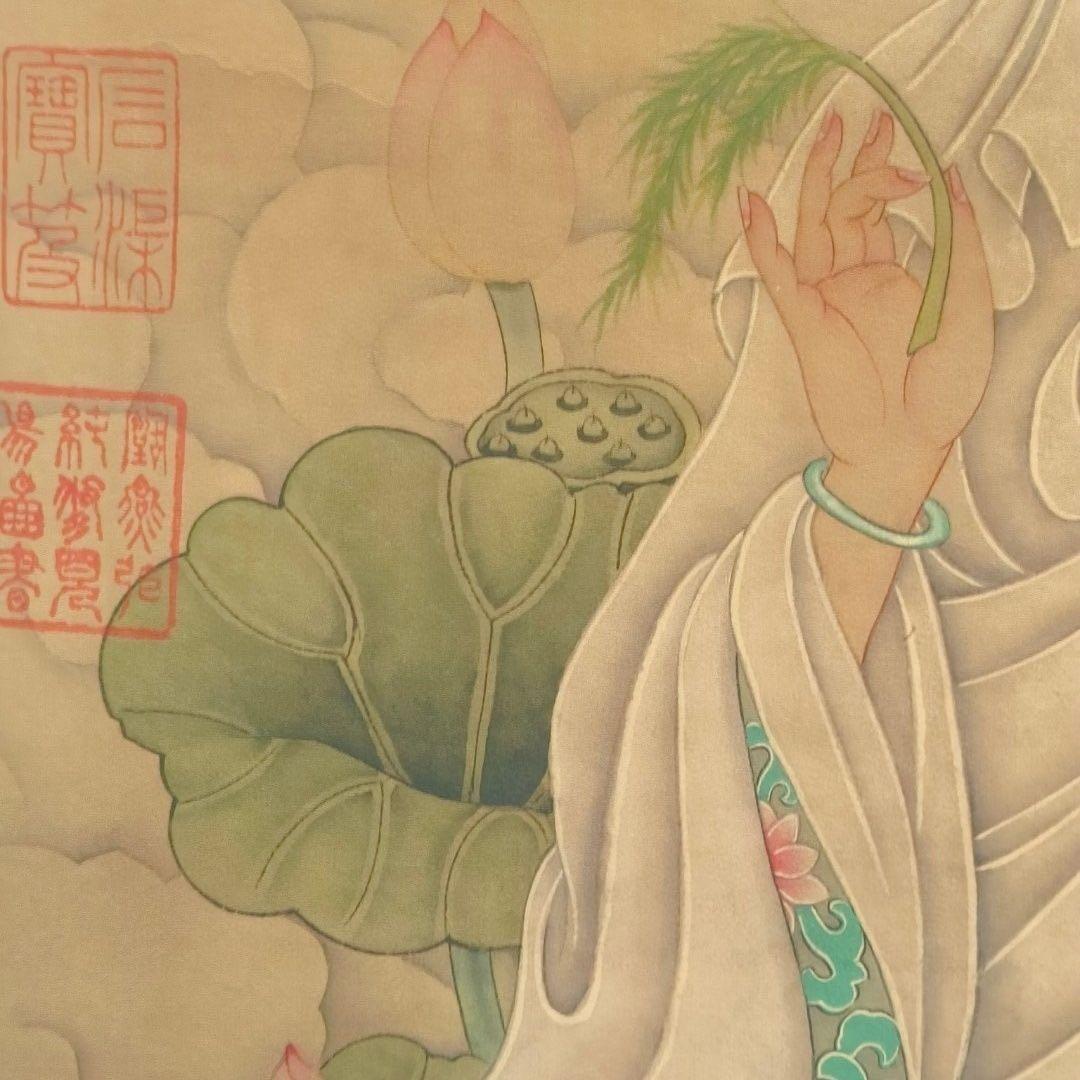 観音大士図 三尺中堂 掛軸 77×175cm 仏画