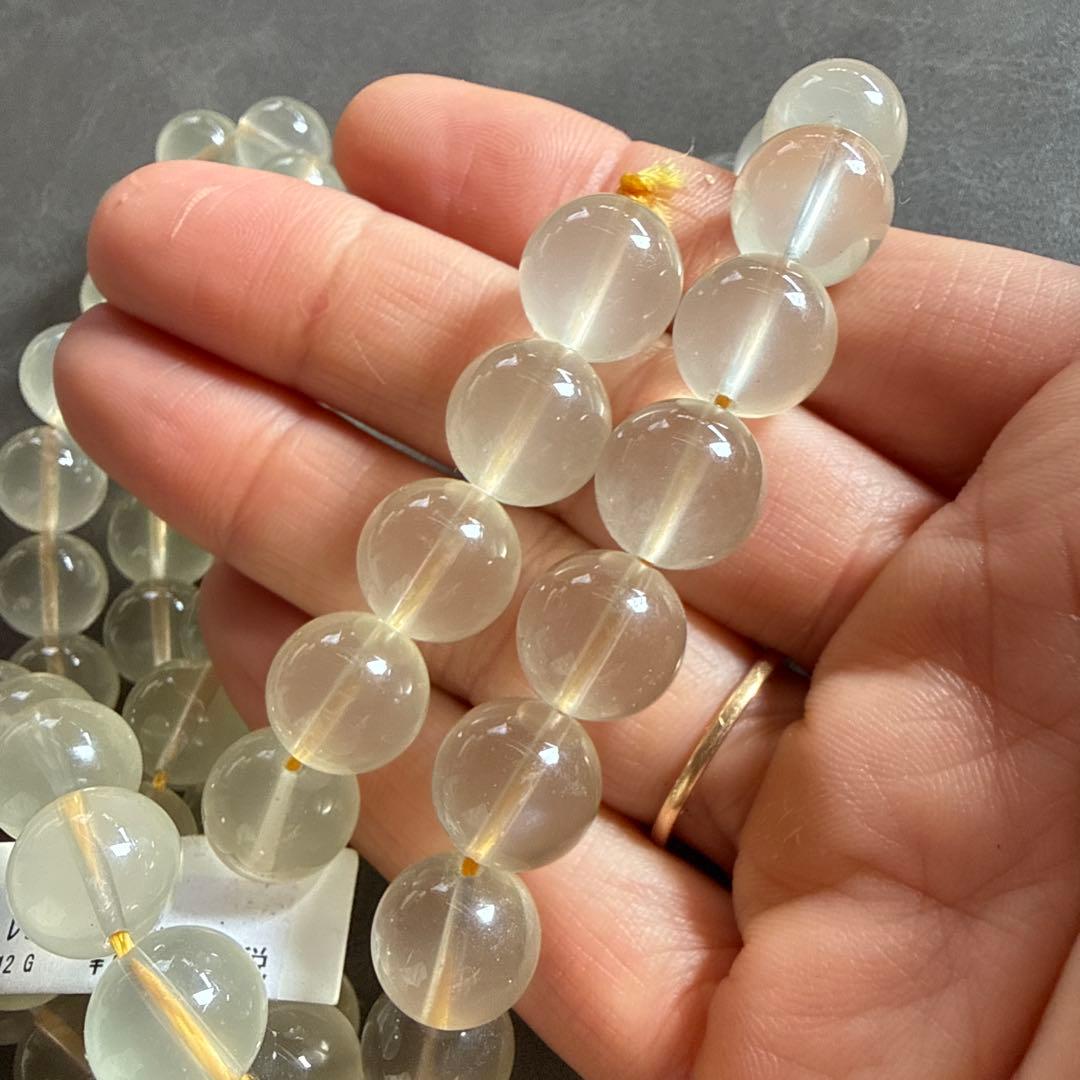 新品レモンクォーツ 12mm 丸型ビーズ66個