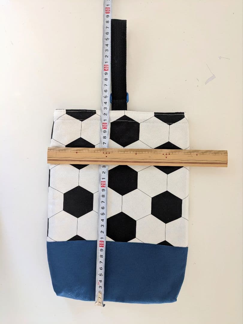 入園入学3点セット、レッスンバッグ指定　サッカーボール×アッシュブルー/ブラック