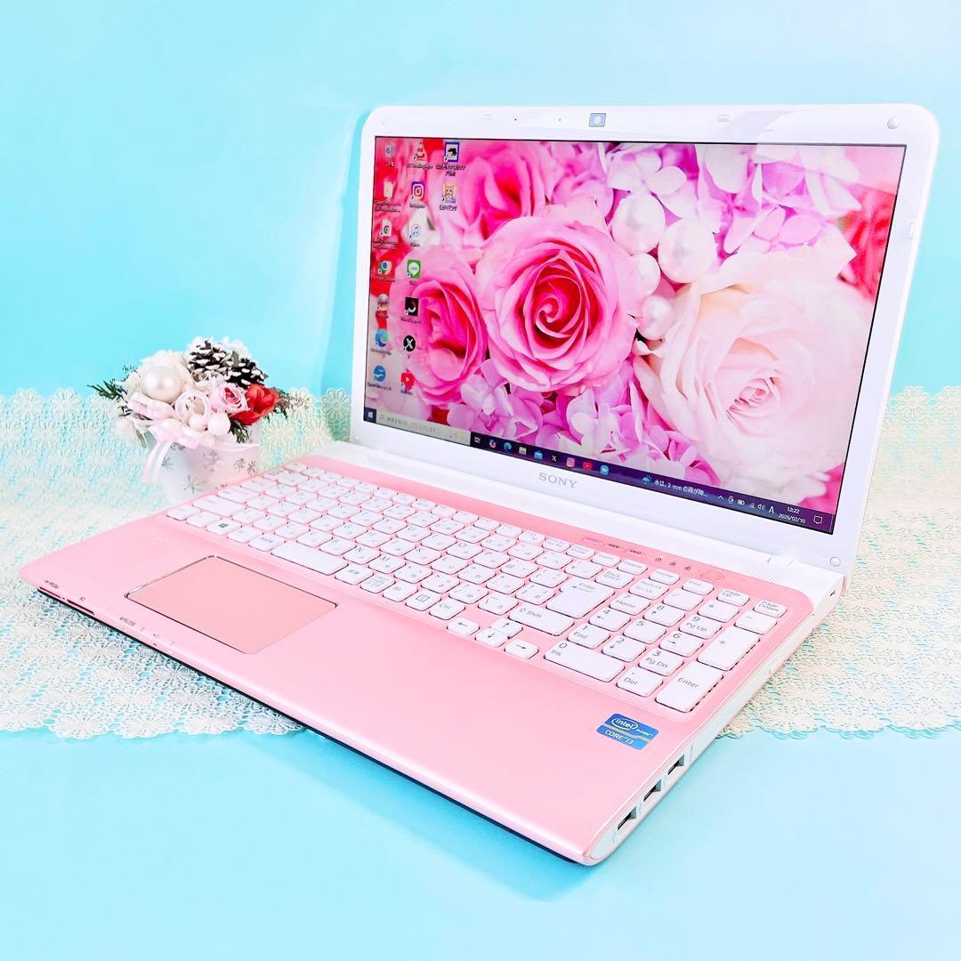 美品✨可愛いピンク！カメラ付きVAIOノートパソコン✨️事務✨️快適SSD480GB