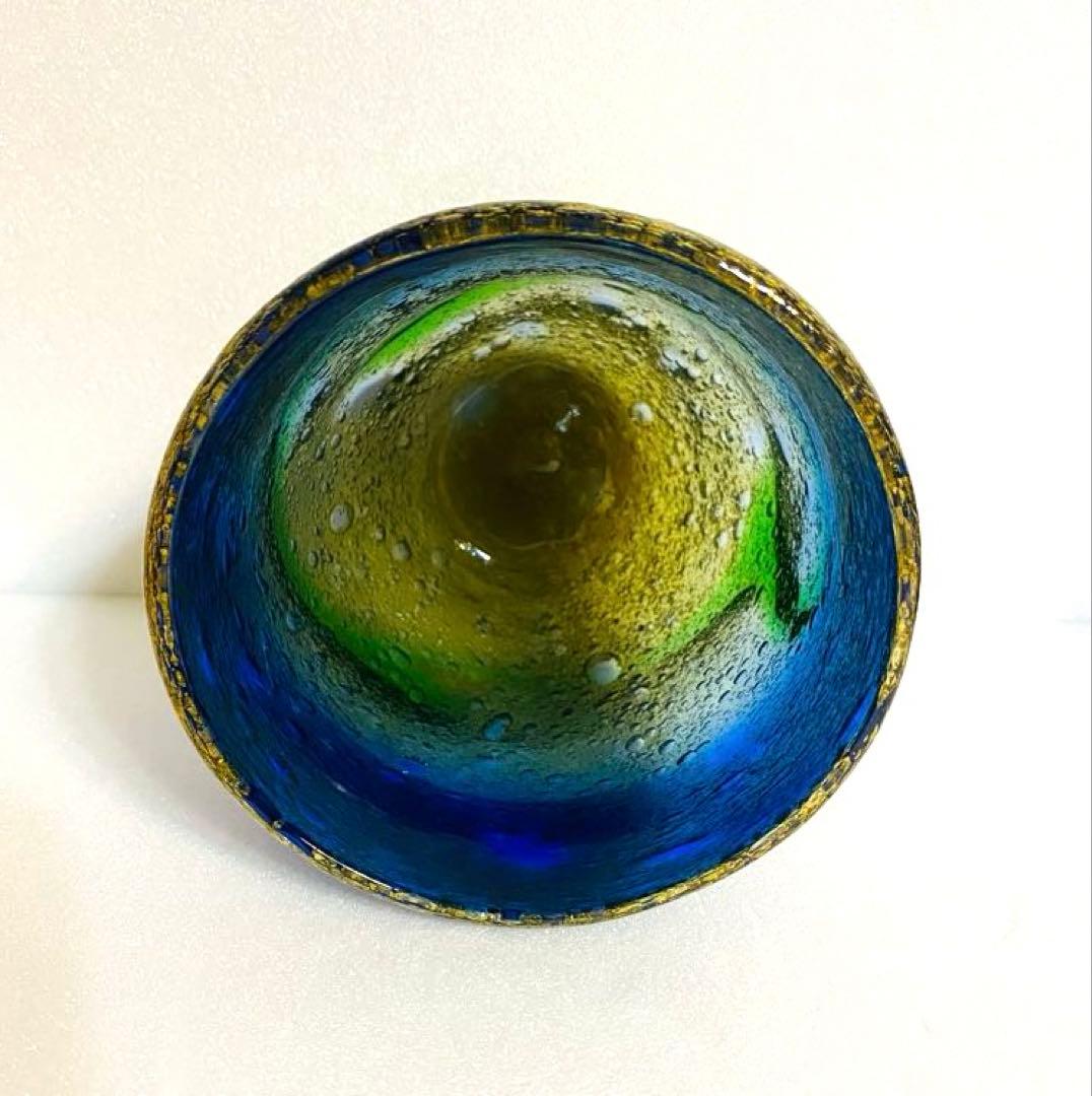 琉球ガラス　稲嶺盛吉グラス　高さ口径9cm