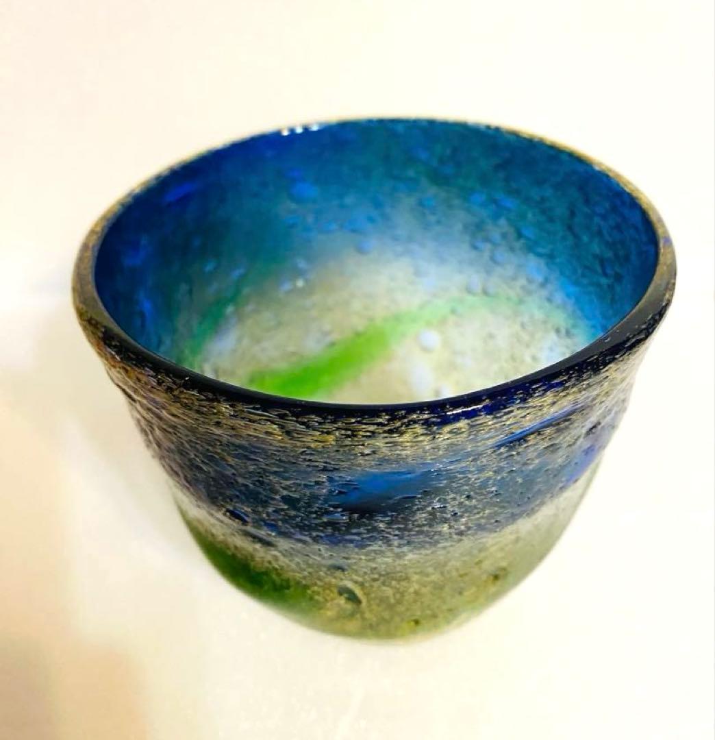 琉球ガラス　稲嶺盛吉グラス　高さ口径9cm