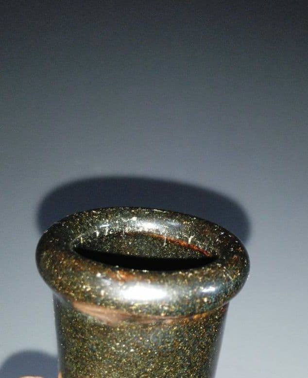 NO678 大堀相馬焼　古相馬　柿釉 黒頸 徳利 相馬