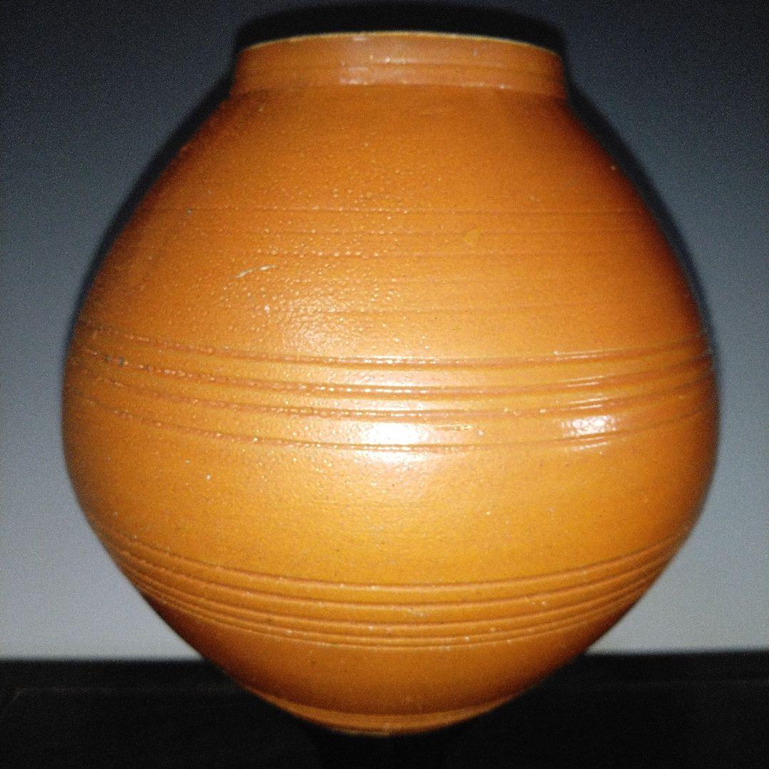 NO678 大堀相馬焼　古相馬　柿釉 黒頸 徳利 相馬