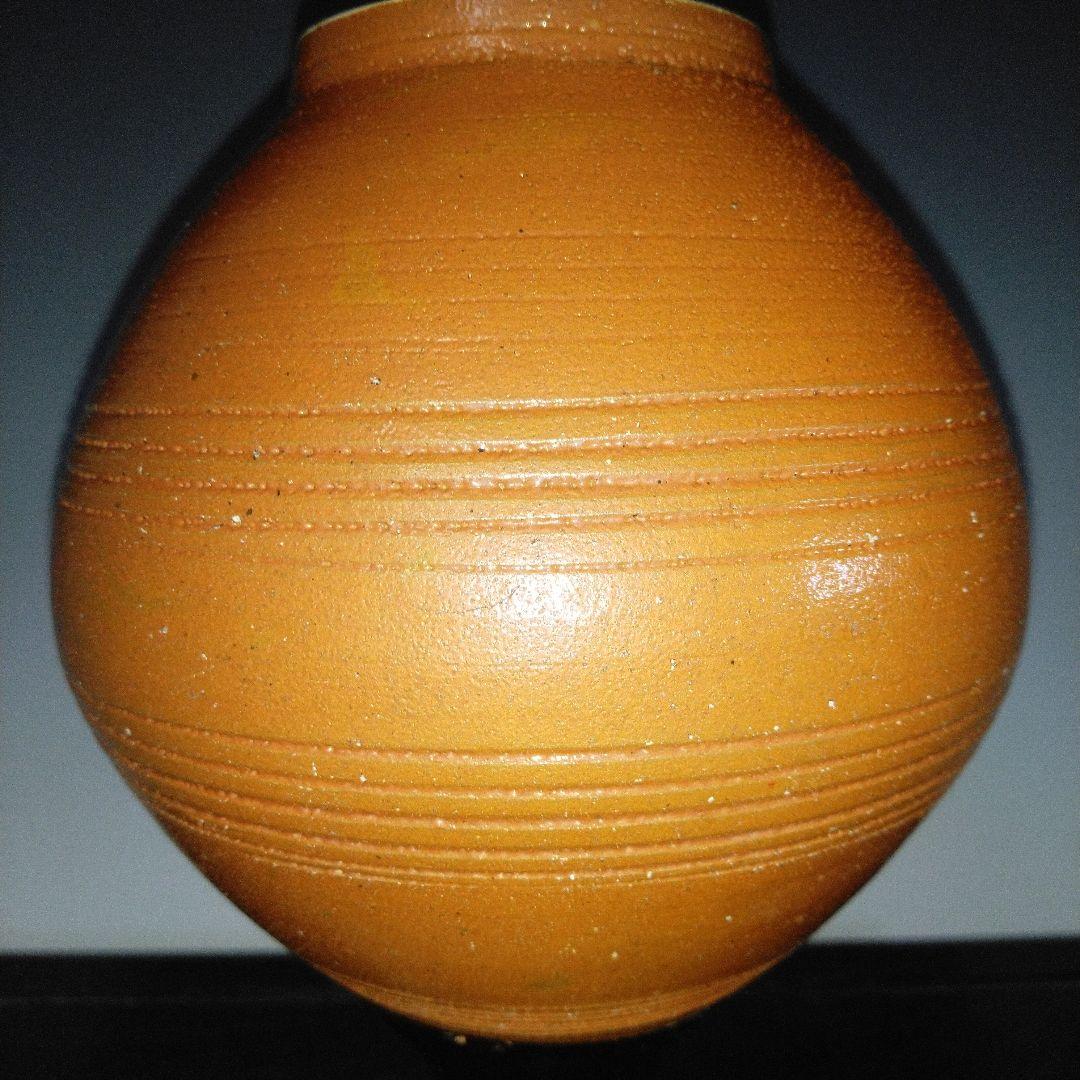 NO678 大堀相馬焼　古相馬　柿釉 黒頸 徳利 相馬