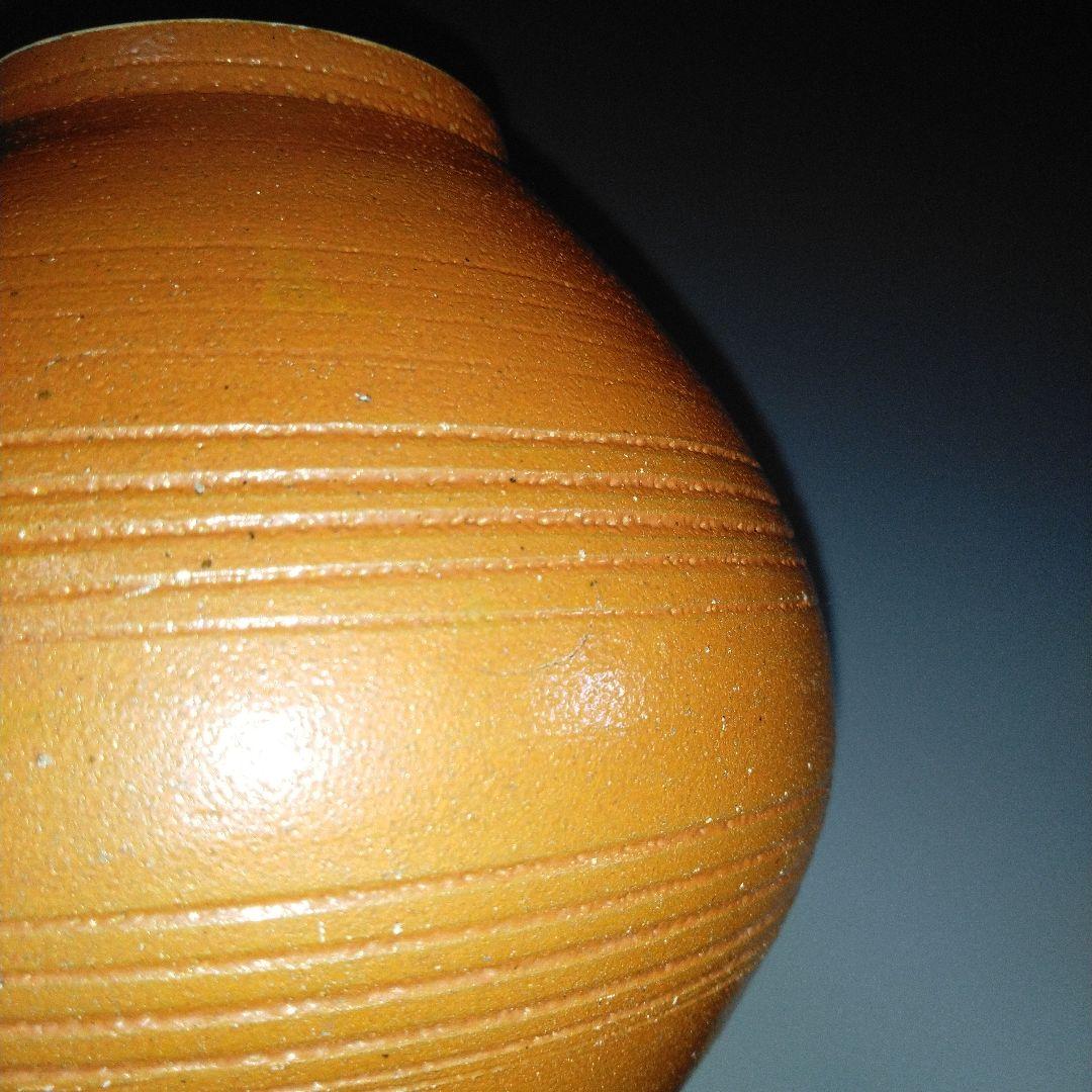 NO678 大堀相馬焼　古相馬　柿釉 黒頸 徳利 相馬