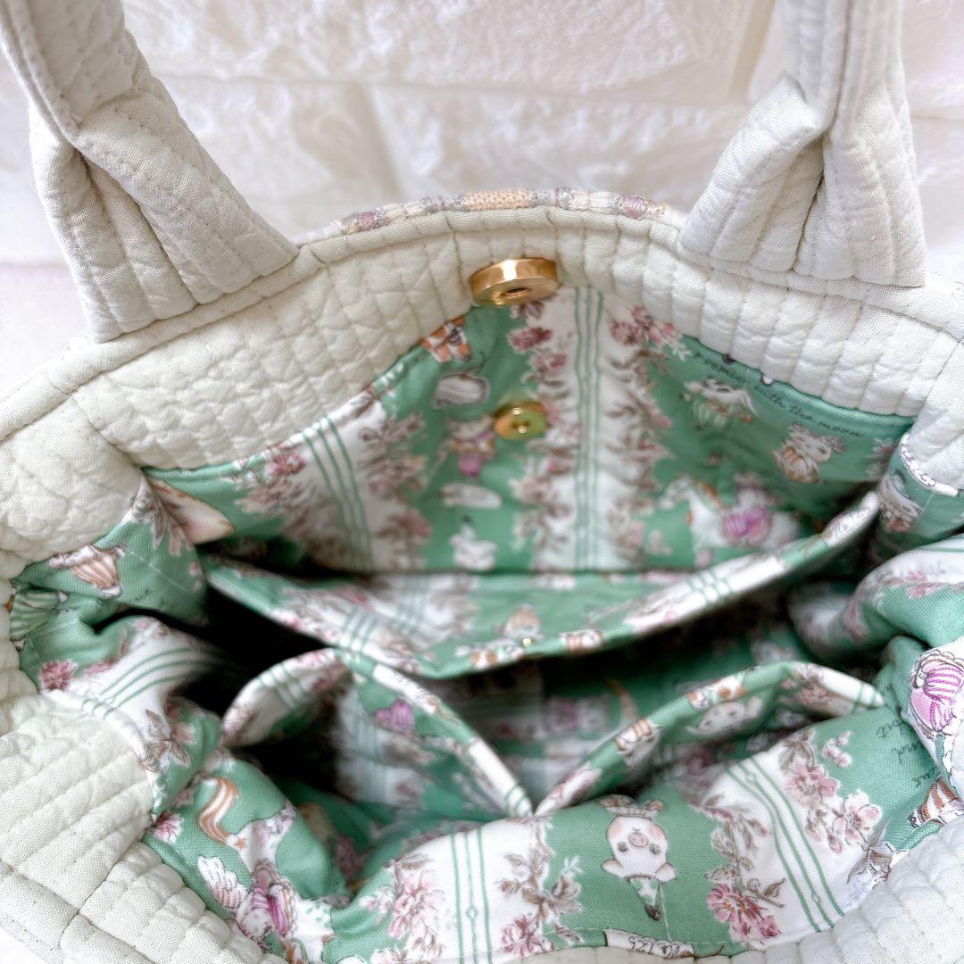 ト*助様 コヤンイサムチョン　ハンドメイド　サイドポケットトートバッグ　ミント