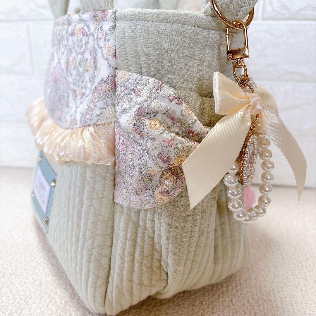 ト*助様 コヤンイサムチョン　ハンドメイド　サイドポケットトートバッグ　ミント
