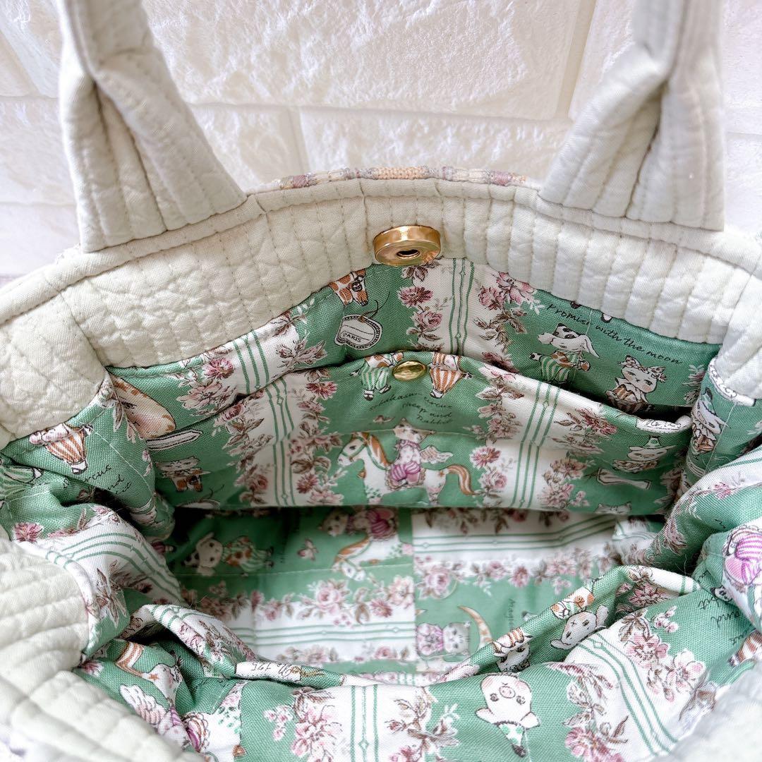 ト*助様 コヤンイサムチョン　ハンドメイド　サイドポケットトートバッグ　ミント