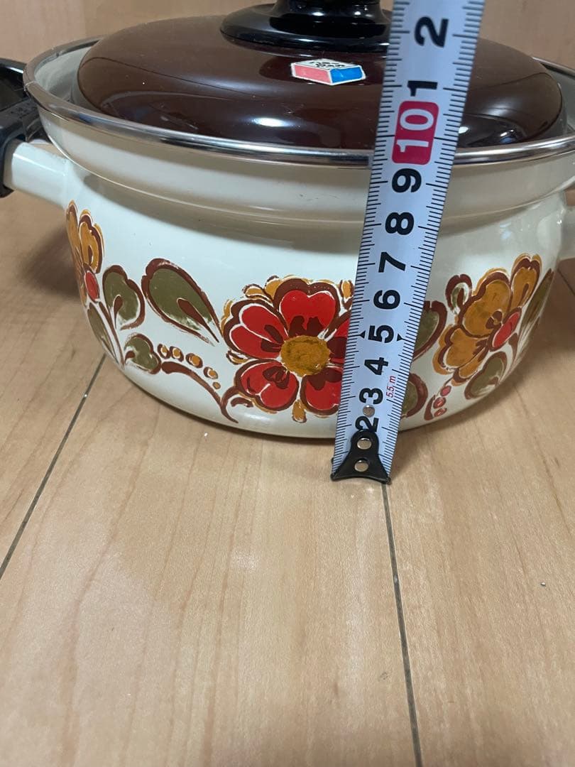 昭和レトロポップ 花柄ホーロー鍋 2点セット