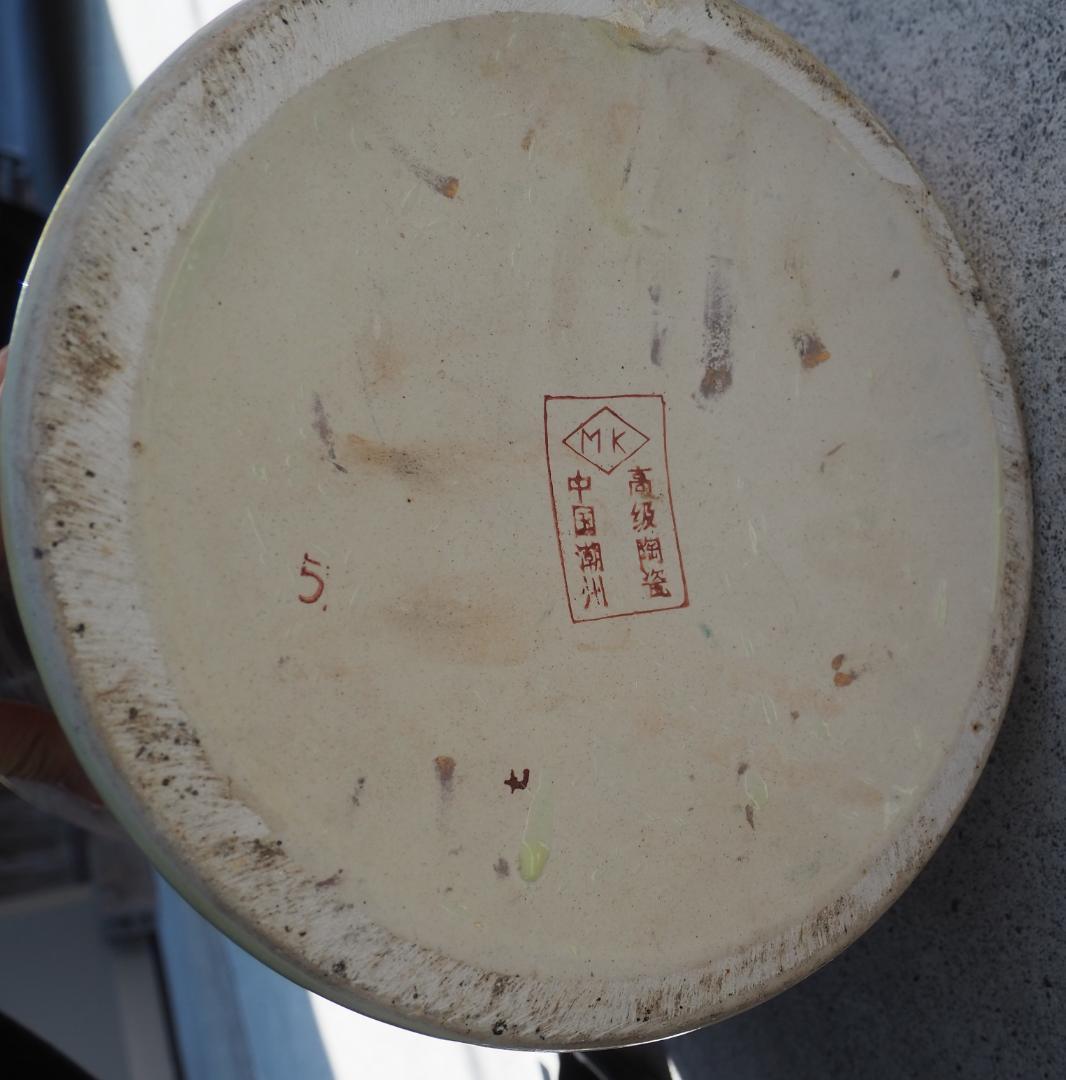 大型花瓶　中国製　武将図　女人図