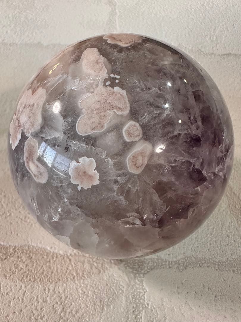 高品質　お花たくさん　アメジスト　フラワーアゲート　スフィア　大