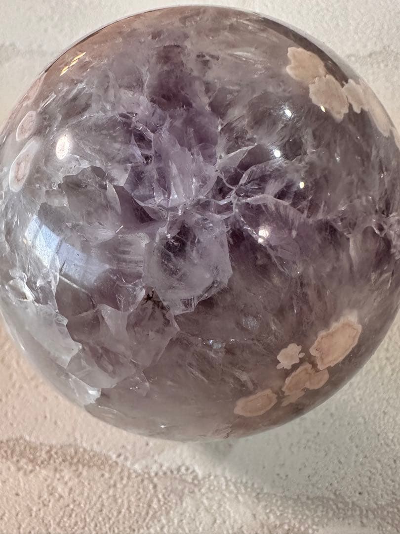 高品質　お花たくさん　アメジスト　フラワーアゲート　スフィア　大