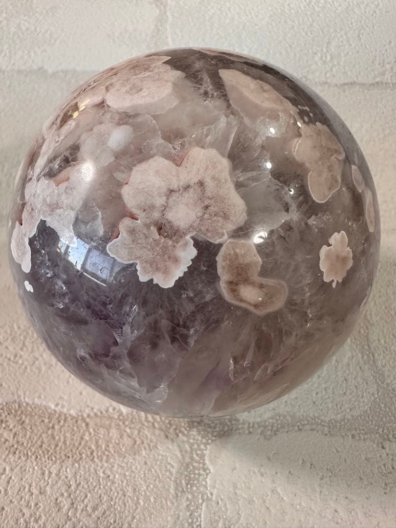 高品質　お花たくさん　アメジスト　フラワーアゲート　スフィア　大