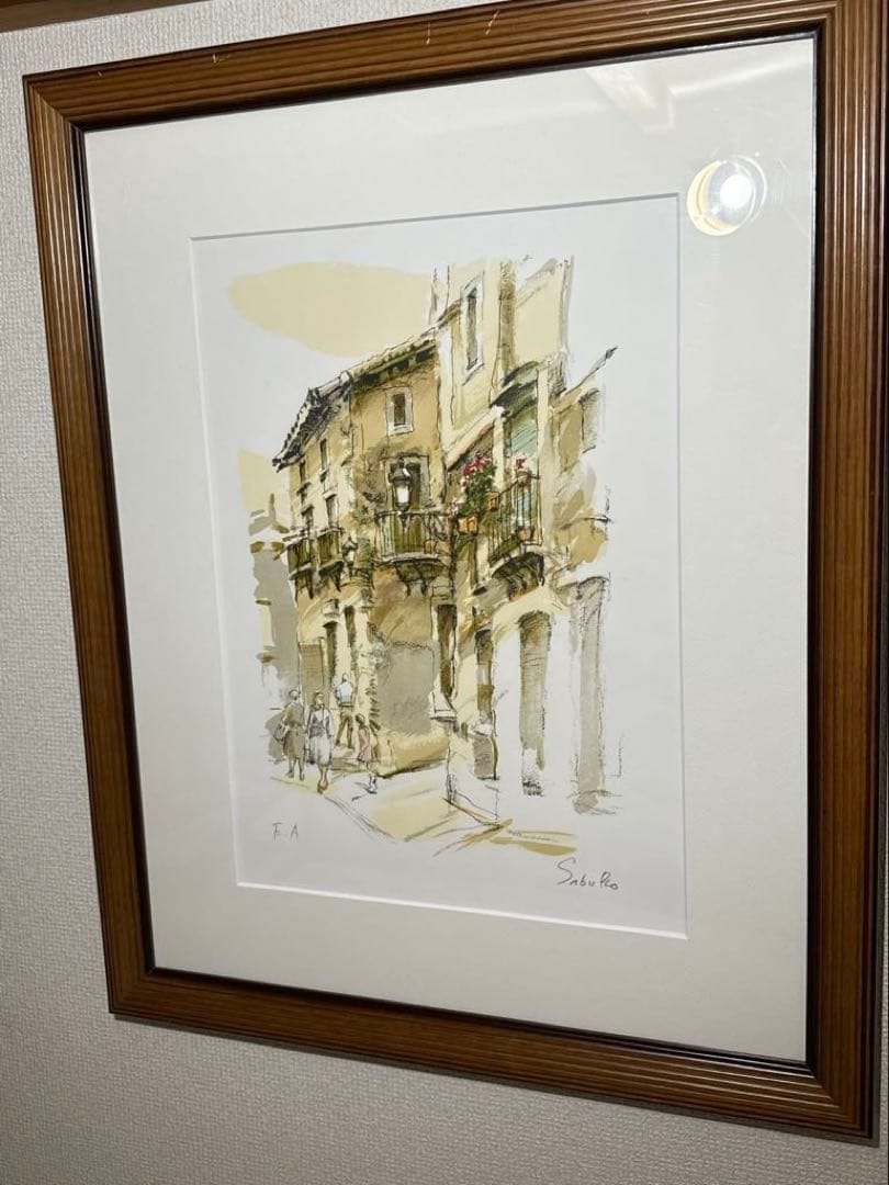 斎藤三郎【街】lithograph 直筆サインあり　EA