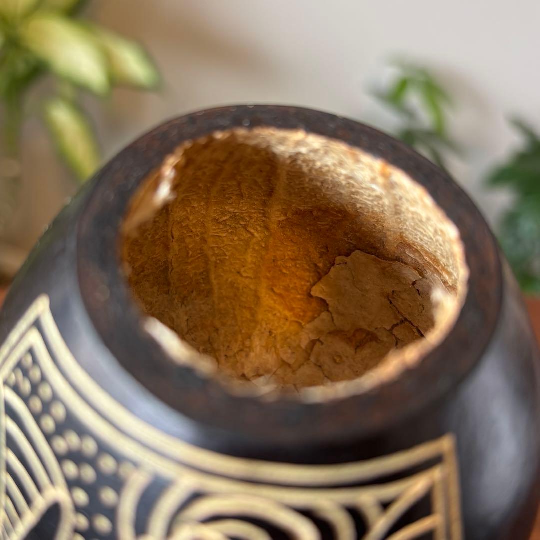アルゼンチン製 マテ壺 マテ茶用カップ ボンビージャ（専用ストロー）付き
