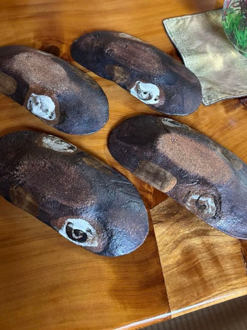 陶器　窯元の手作り4点セット　楕円