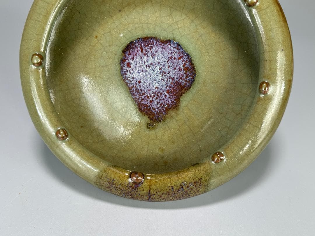 中国美術　清朝　清時代　鈞釉　鈞窯　水盤　三字款　時代物　古物　唐物