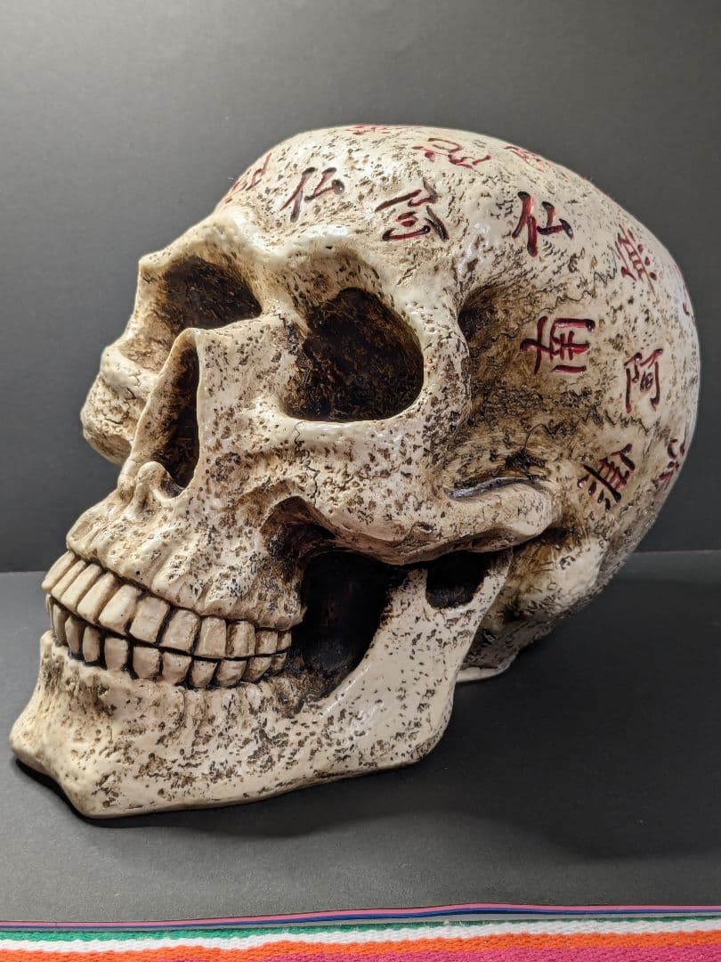 骸骨デザインの樹脂製　貯金箱　約17.5cm