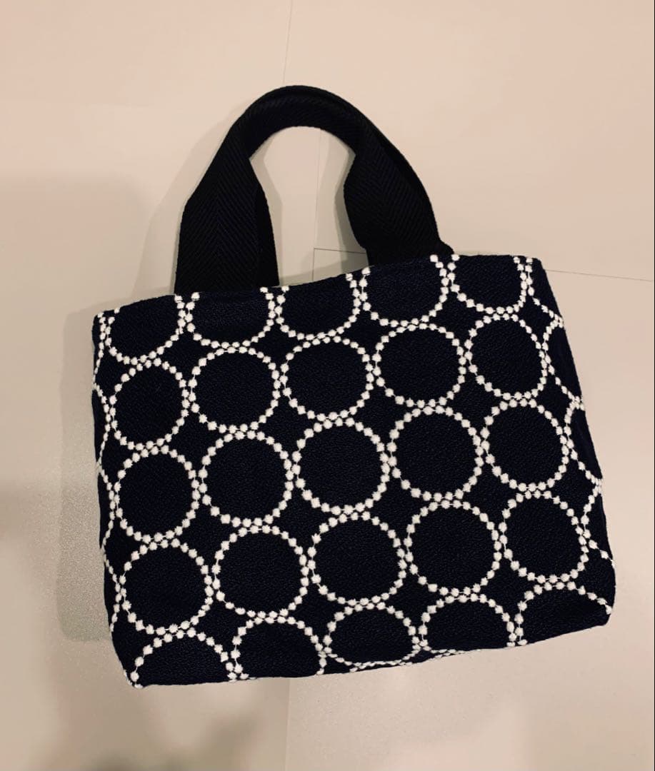 ミナペルホネン　タンバリン　ネイビー＆ホワイト　ハンドメイド　トートバッグ