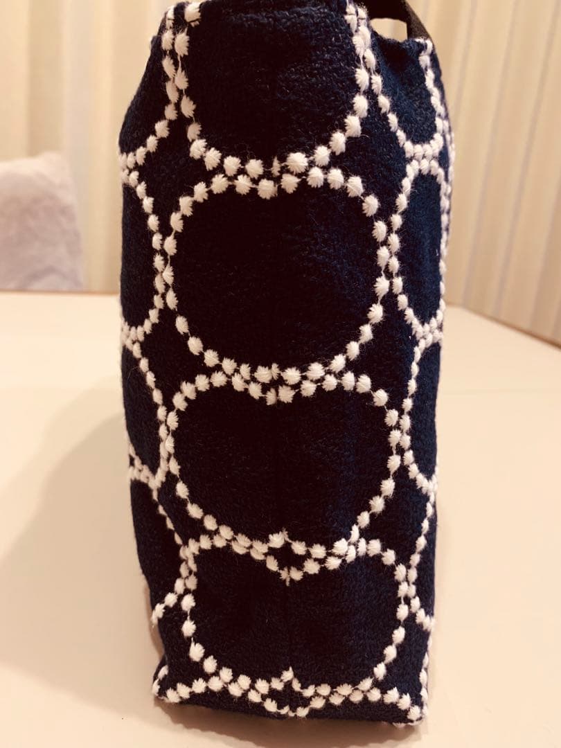 ミナペルホネン　タンバリン　ネイビー＆ホワイト　ハンドメイド　トートバッグ
