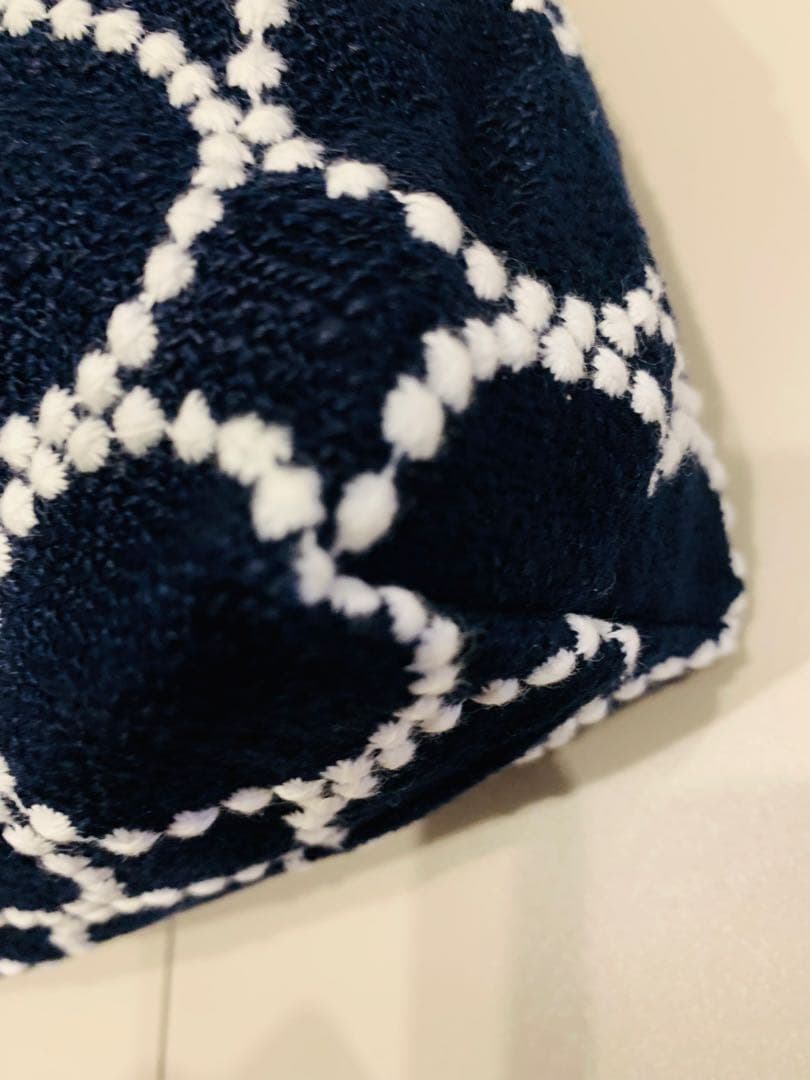 ミナペルホネン　タンバリン　ネイビー＆ホワイト　ハンドメイド　トートバッグ