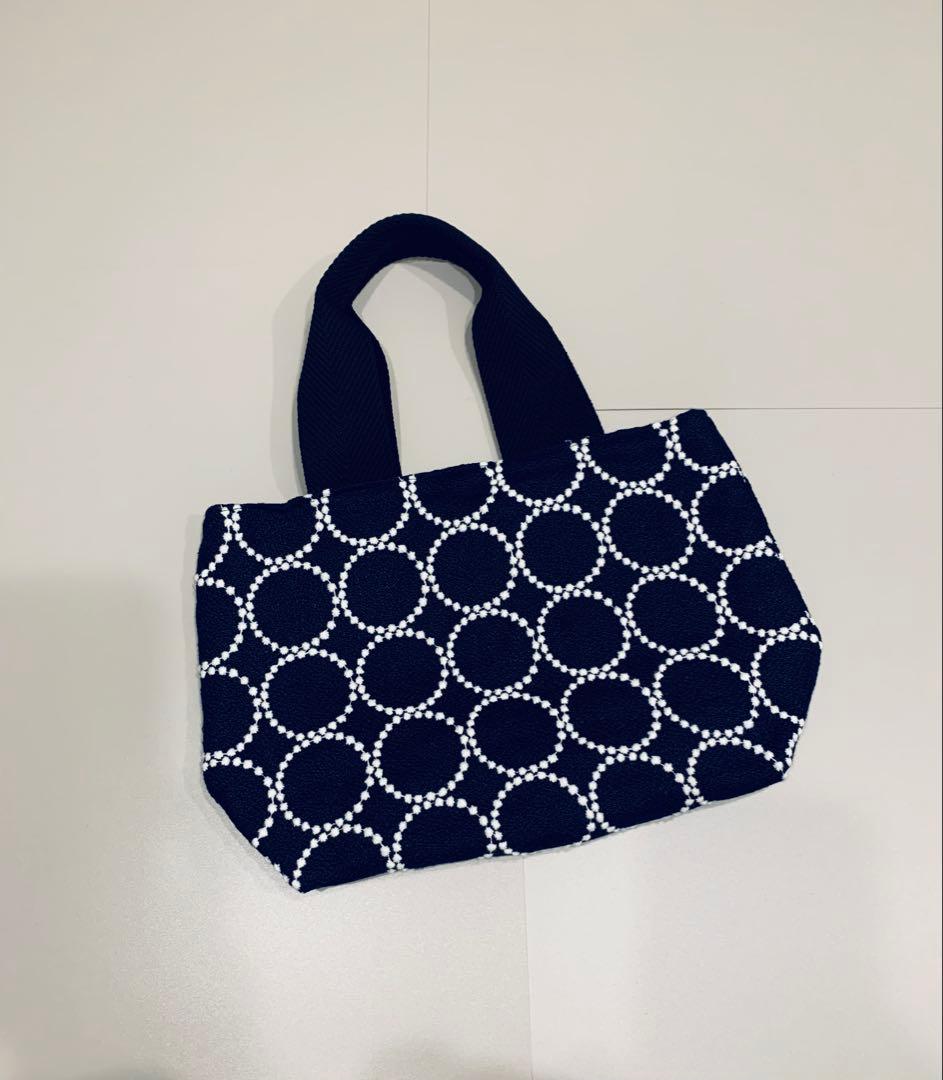 ミナペルホネン　タンバリン　ネイビー＆ホワイト　ハンドメイド　トートバッグ