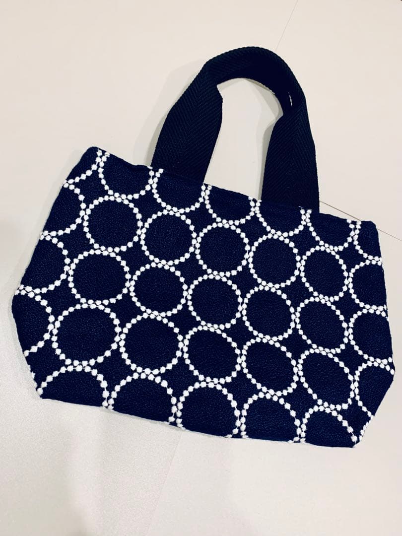 ミナペルホネン　タンバリン　ネイビー＆ホワイト　ハンドメイド　トートバッグ