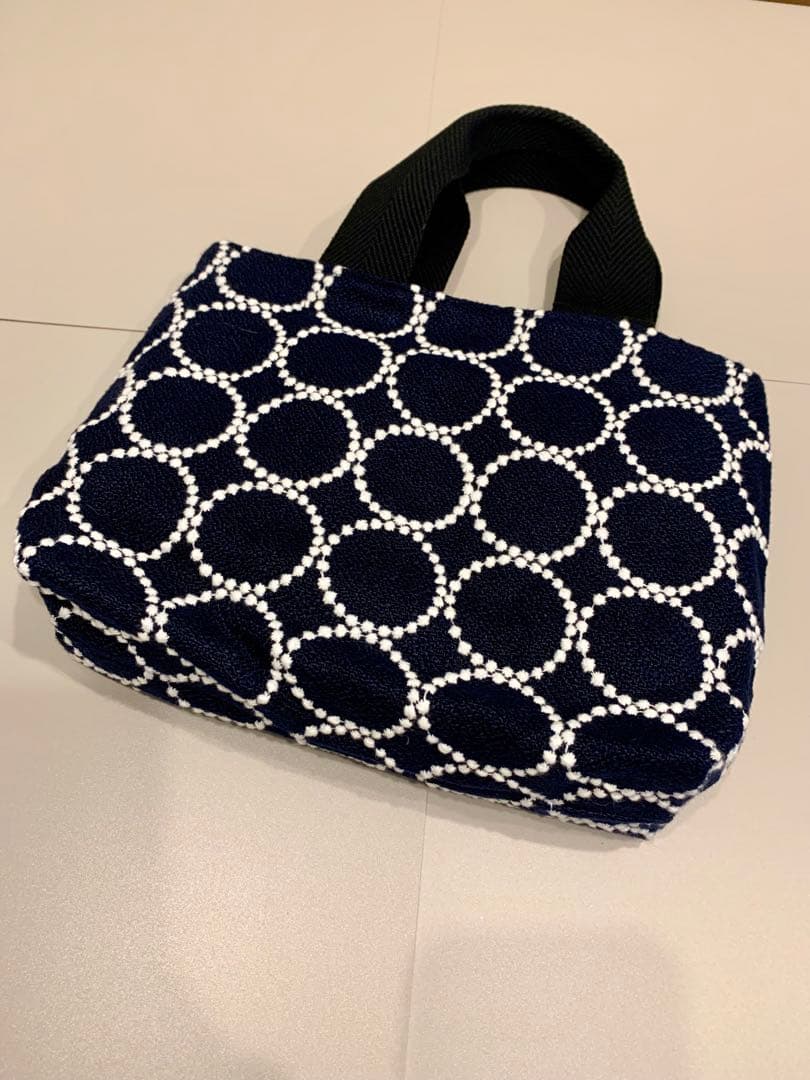 ミナペルホネン　タンバリン　ネイビー＆ホワイト　ハンドメイド　トートバッグ