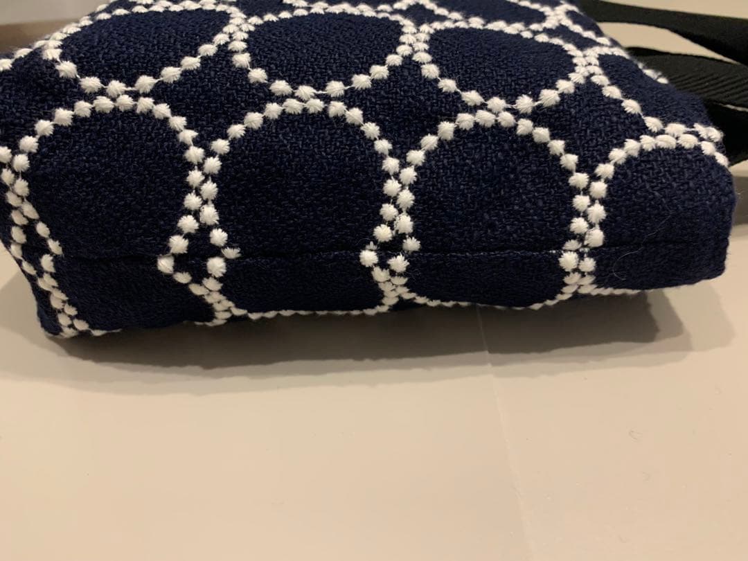 ミナペルホネン　タンバリン　ネイビー＆ホワイト　ハンドメイド　トートバッグ