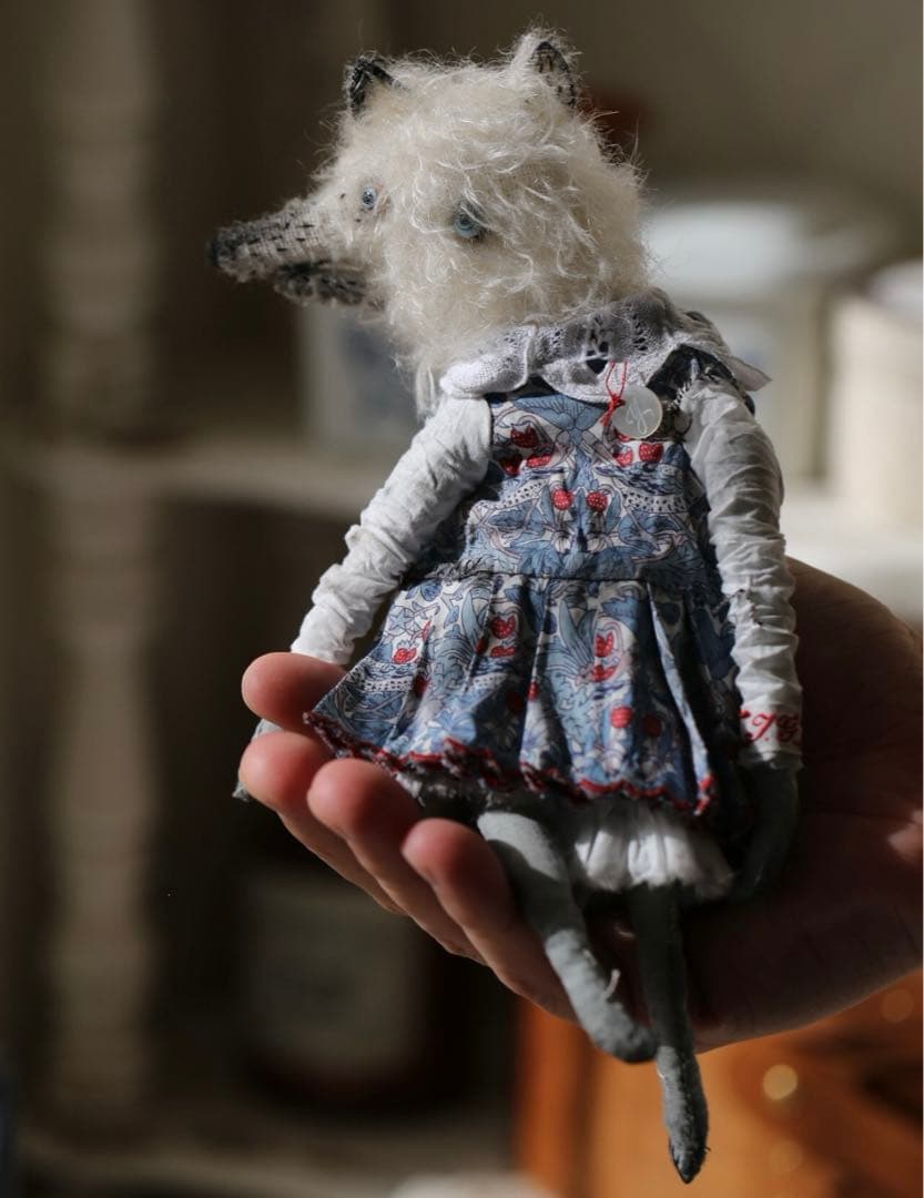 2D白狼さん アーティストベア 海外作家様 ハンドメイド ぬいぐるみ ユニーク