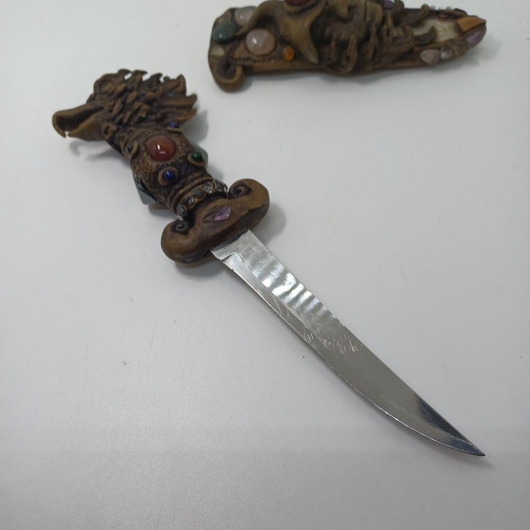 【一点物・美品】ブラジル産 天然石 手作りナイフ 全長24cm