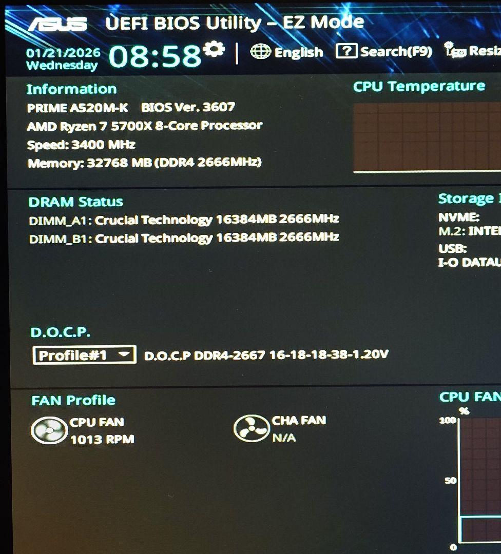 Ballistix DDR4 2666MHz 16GB×2 32GB 動作確認済